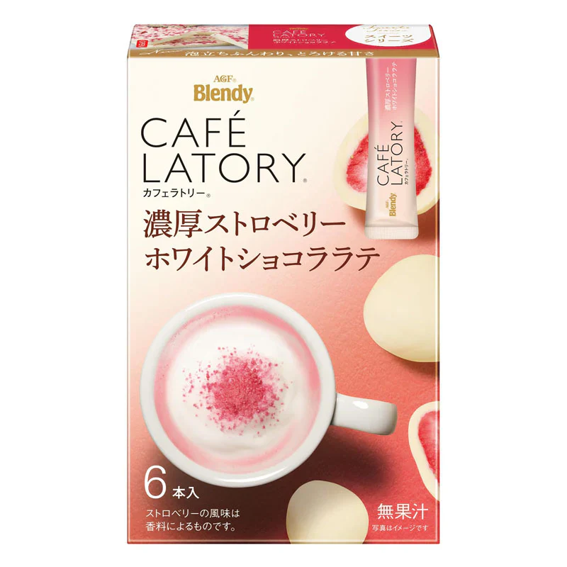 AGF Blendy Cafe Latory Stick Rich Strawberry White Chocolate Latte 6 Sticks