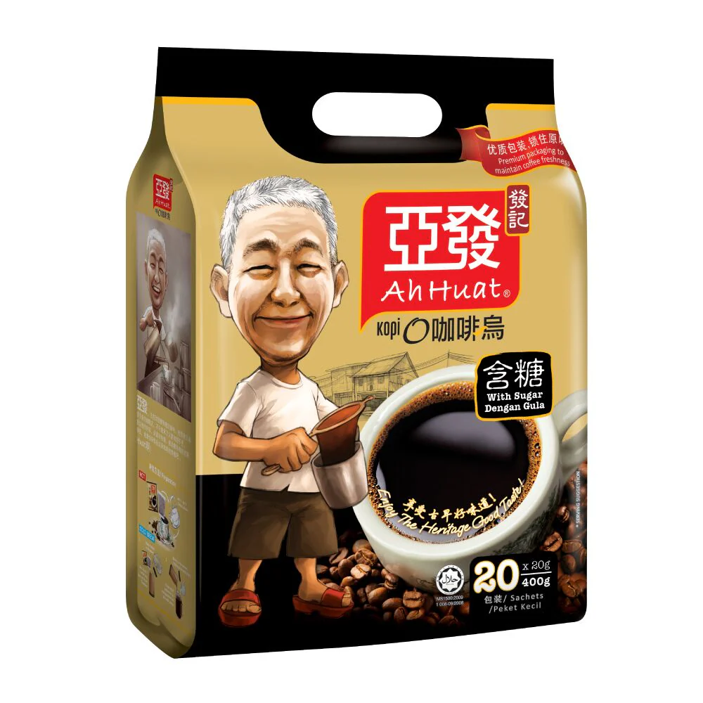 Ah Huat Kopi O - Black Coffee With Sugar 20 Sachets