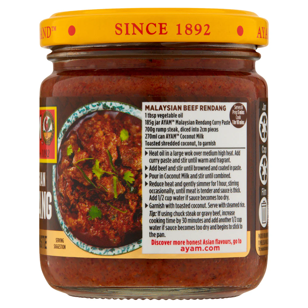 Ayam Malaysian Rendang Curry Paste 185g - Image 3