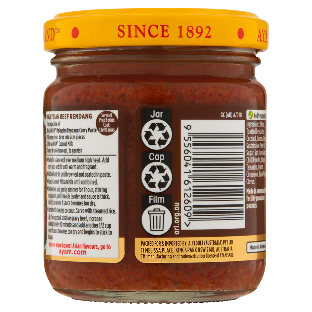 Ayam Malaysian Rendang Curry Paste 185g - Image 4