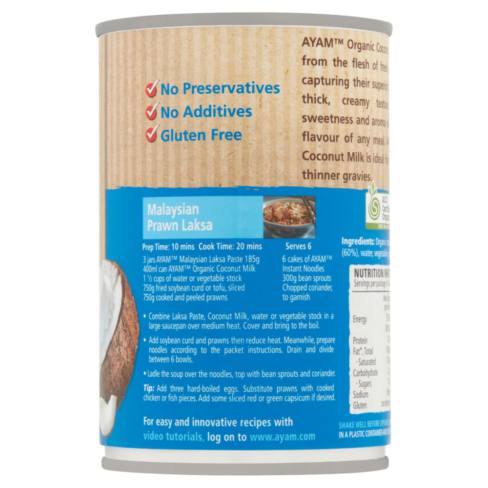 Ayam Organic Coconut Milk 400ml - Image 4