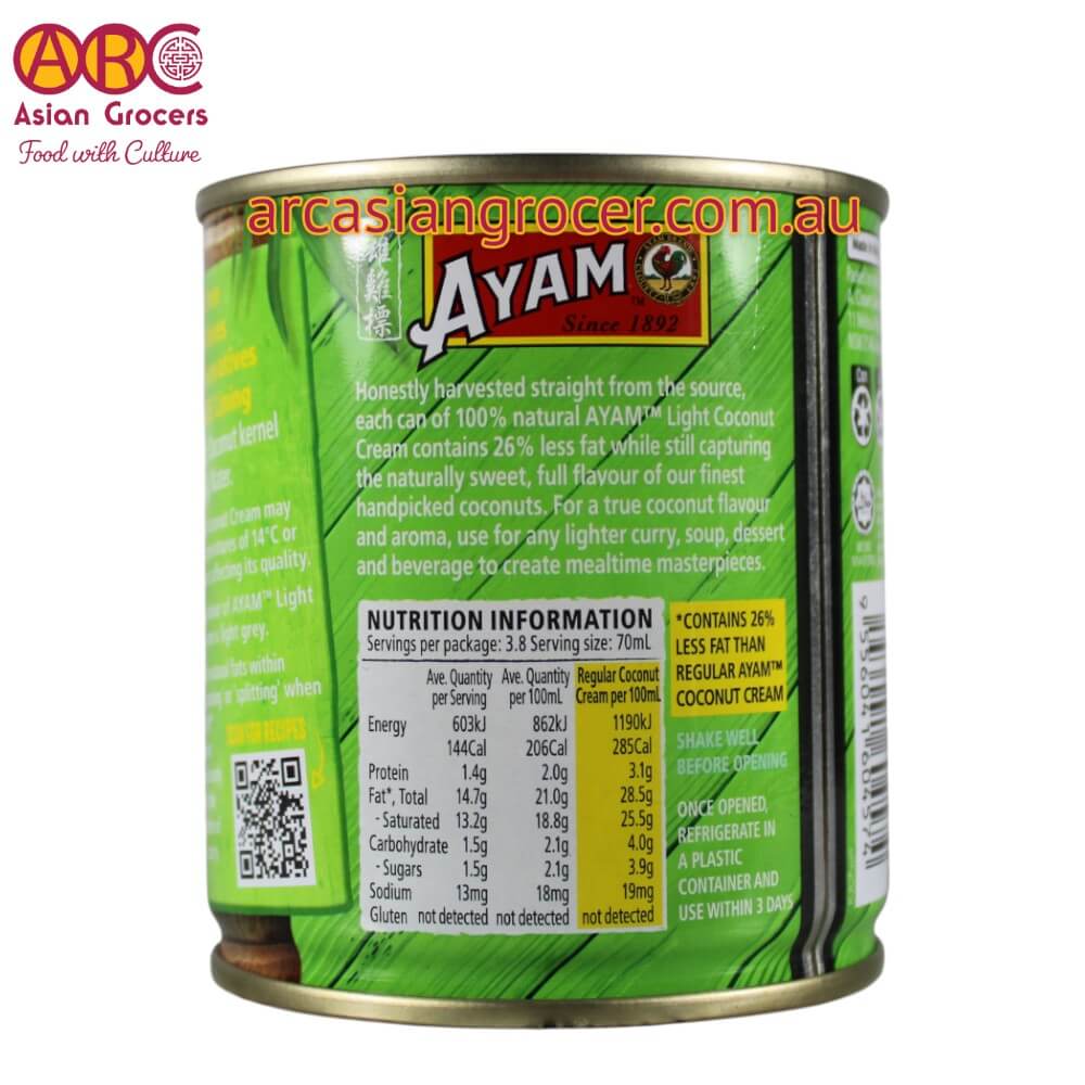 Ayam 100% Natural Light Coconut Cream 270ml - Image 3
