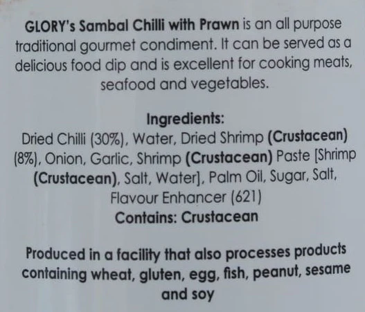Glory Sambal Chilli with Prawn 250g - Image 5
