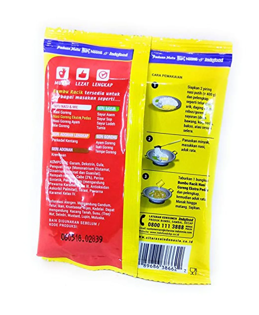 Indofood Racik Nasi Goreng Extra Pedas (Hot Spicy Fried Rice) 20g - Image 2