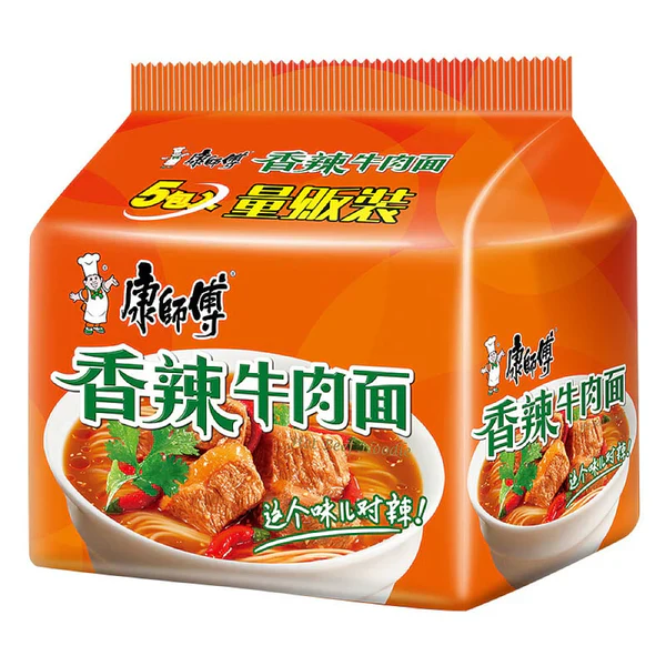 Kang Shi Fu Hot & Spicy Beef Flavour Instant Noodles 5 Packs