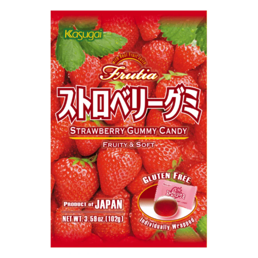 Kasugai Strawberry Gummy Candy 102g (Best Before: 04-12-2026)