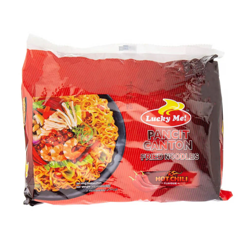 Lucky Me Pancit Canton Hot Chili Instant Fried Noodles 6 Packs