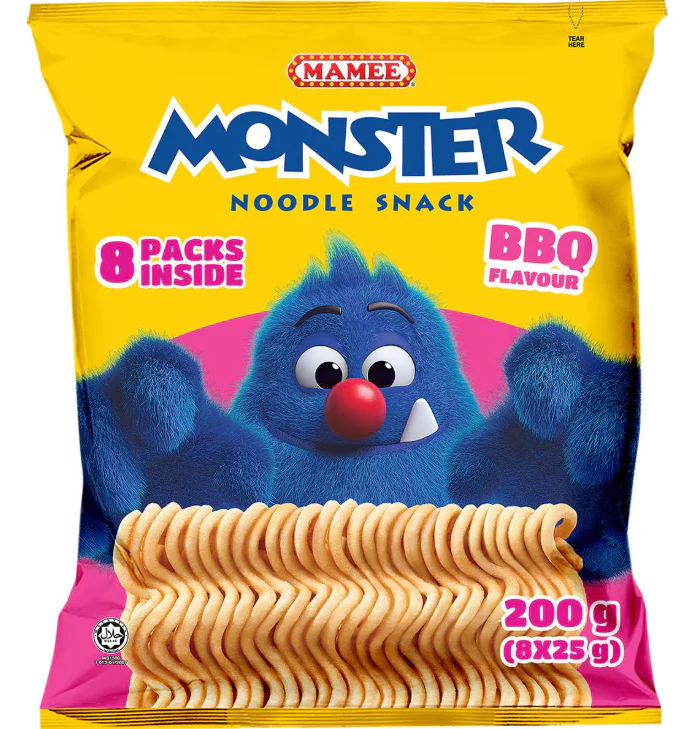 Mamee Monster Noodle Snack BBQ Flavour 10 Packs (Best Before: 03.12.2025)