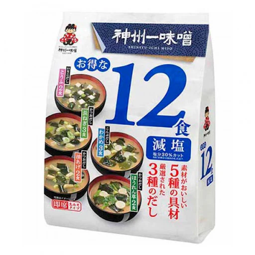 Miko Brand Less Salt Assorted Flavour Instant Miso Soup 12 Sachets