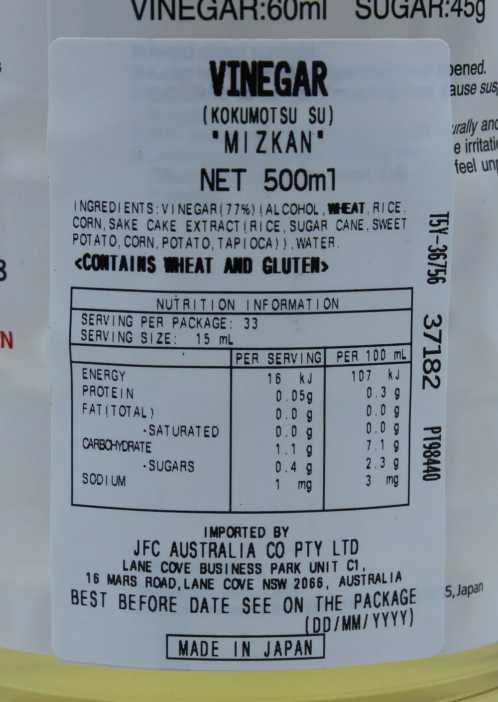 Mizkan Kokumotsu Grain Vinegar 500ml - Image 4