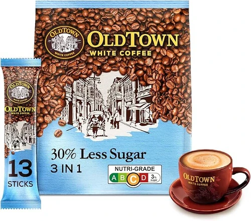 Old Town Instant White Coffee 3 in 1 Less Sugar 15 Sachets