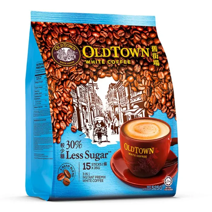 Old Town Instant White Coffee 3 in 1 Less Sugar 15 Sachets - Image 2