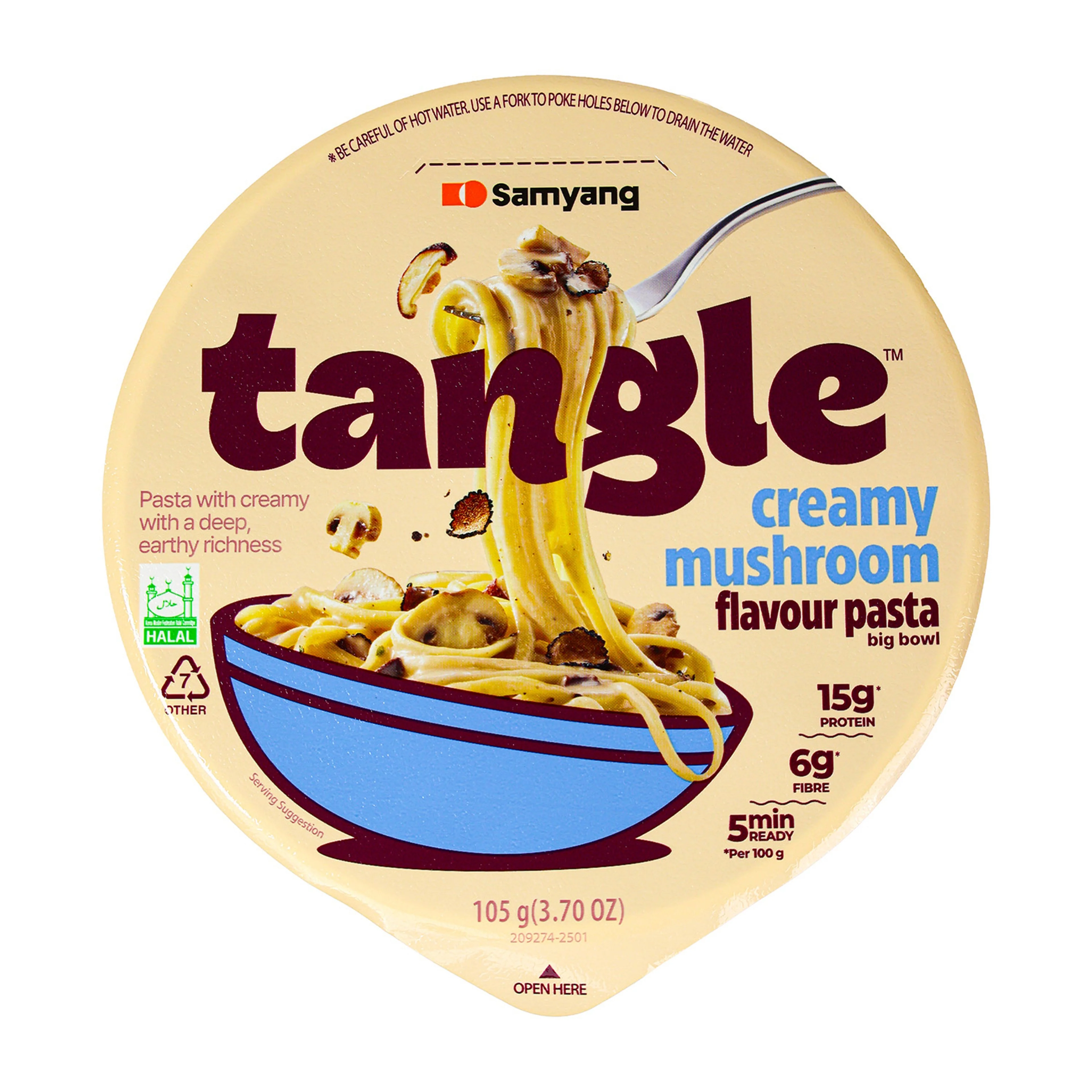 Samyang Big Bowl Tangle Pasta with Creamy Mushroom Sauce 105g - Image 2