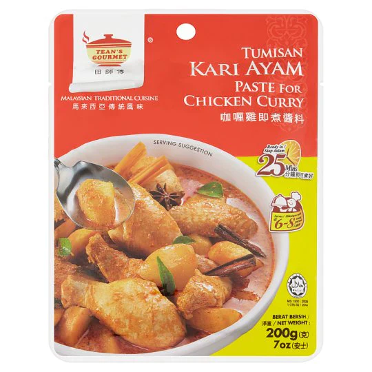Tean's Gourmet Tumisan Kari Ayam Paste for Chicken Curry 200g