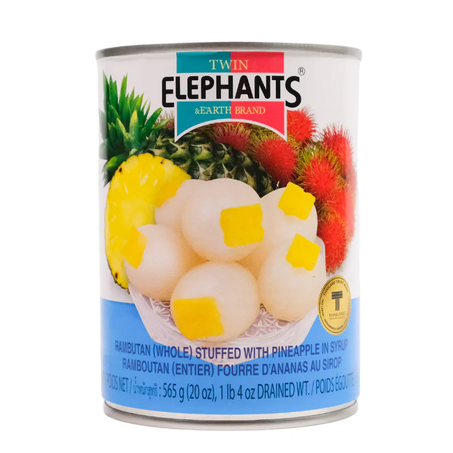 Twin Elephants Rambutan Stuffed with Pineapple in Syrup 565g