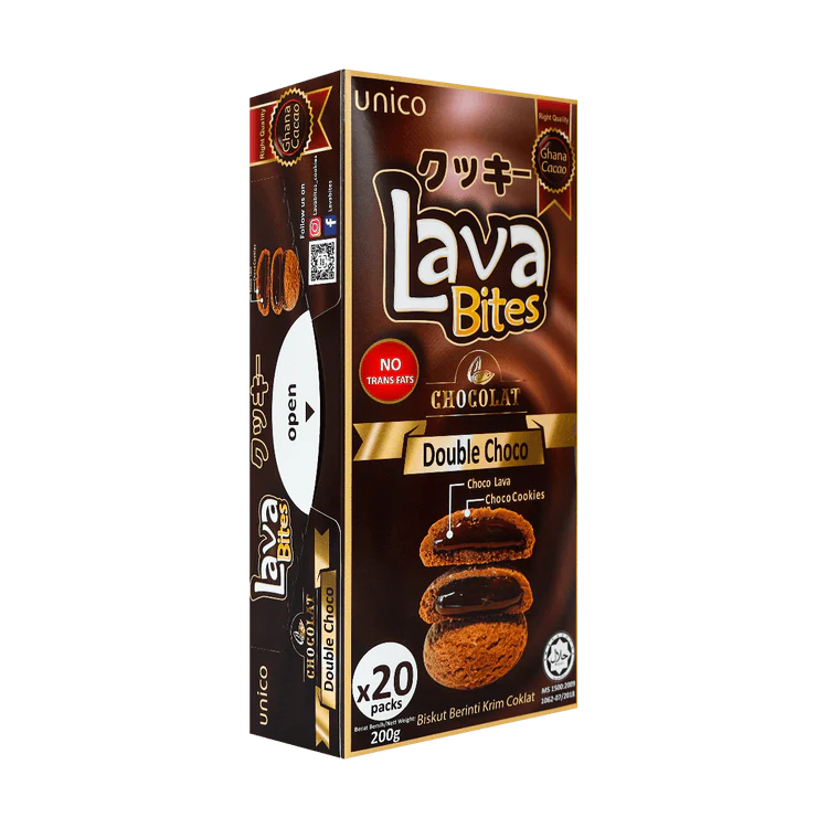 Unico Lava Bites Double Choco Cookies 200g