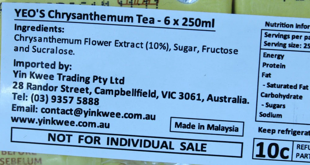 Yeo's Chrysanthemum Tea Drink 6*250ml - Image 6